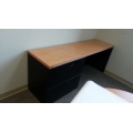 Maple & Black Straight Desk w 2 Drawer Lateral File